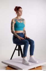 Woman White Slim Female Studio Poses